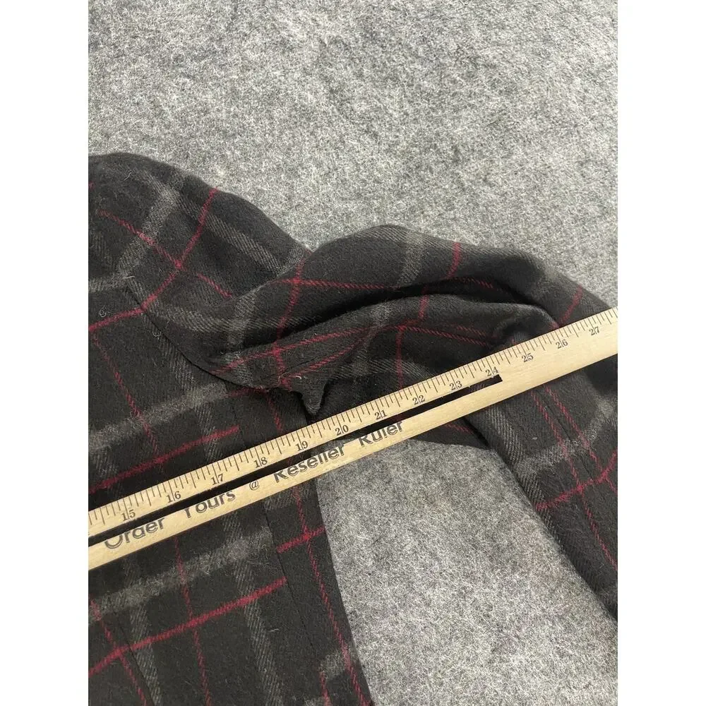 Talbots Blazer Jacket Womens 8 Black Plaid Sport Coat Wool Blend N267